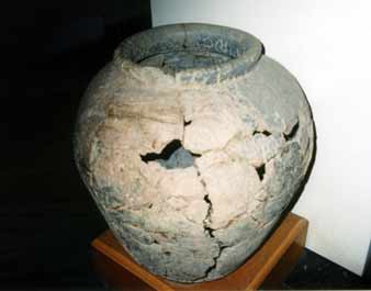 Fig. 3: The huge Cunetio hoard storage jar, in which more than 55.000 3rd century coins were recovered in 1974.