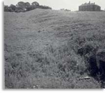 West Wansdyke at Englishcombe, looking east to Manor Farm, 1956.