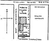 Yanleigh - Schematic Plan. The layout of Wondesdich Lane and the A370 as described in the Land Deeds (Frances Neale).